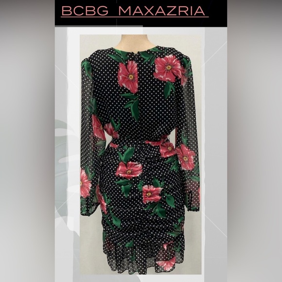 🌺 NWT Sweet & Sexy BCBGMaxAzria floral belted ruched dress 🌺Offers accepted! - Picture 2 of 7